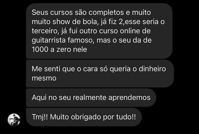 Print original de depoimento de aluno 9