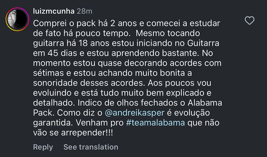Print original de depoimento de aluno 7