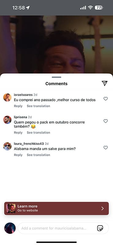 Print original de depoimento de aluno 10